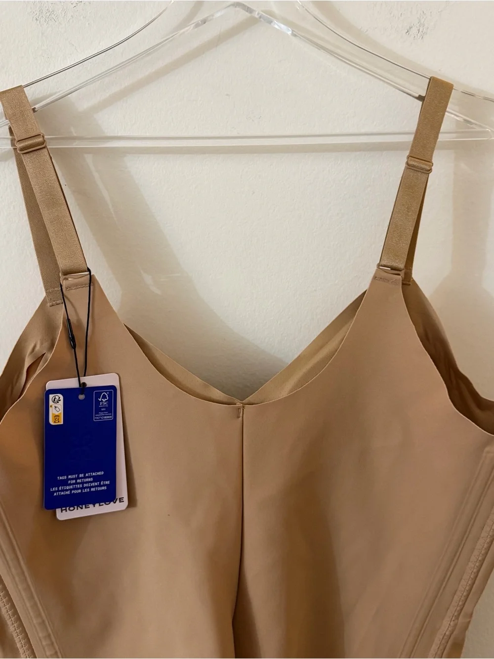 Honeylove‎ Mid-Thigh Bodysuit Shapewear Sand Nude Women's Size 3X NWT